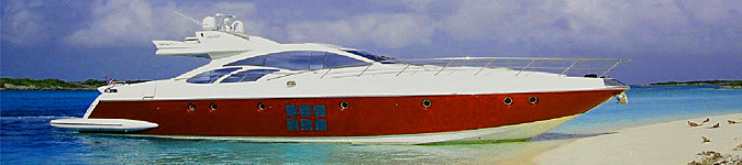 Chartered Azimut 86S beached in the Exuma islands, Bahamas